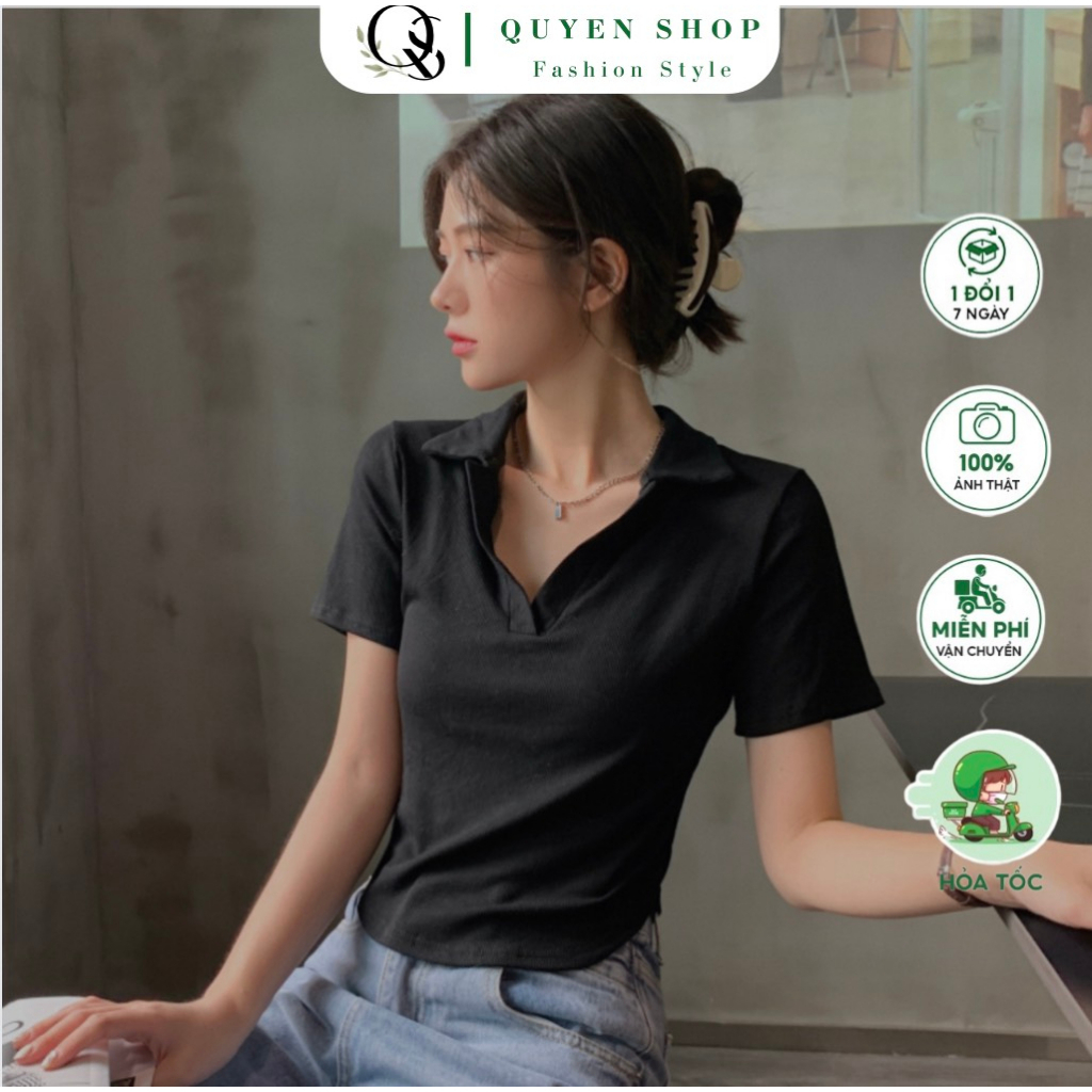 Áo Thun Cổ Trụ Vạt Bầu From Dài QS QUYEN SHOP