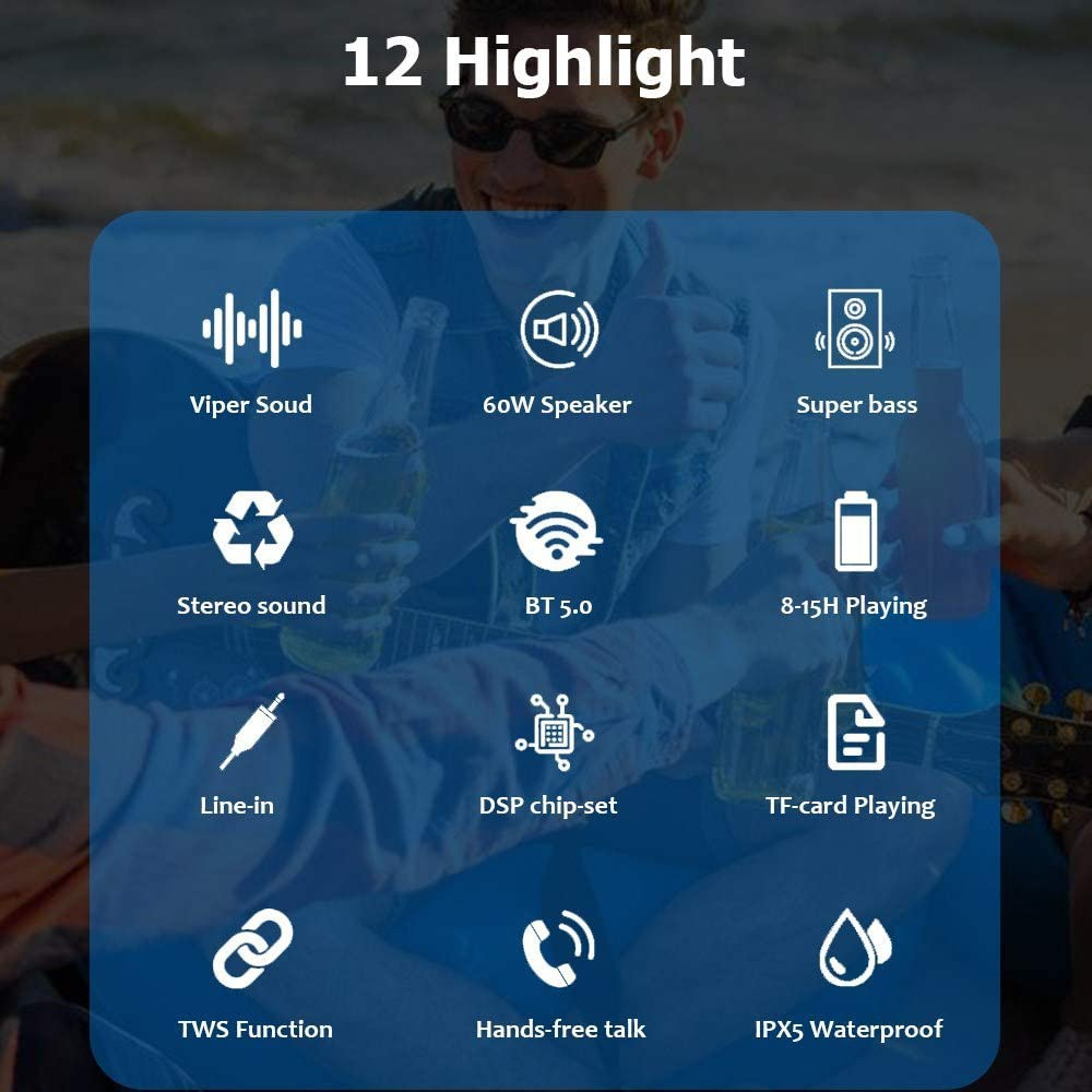 Loa Bluetooth 5.0 Xdobo X8 II Công Suất 60W Âm Thanh Vòm 360 Độ Bass Siêu Trầm, Chống Nước IPX5, Tích Hợp Pin 6600mAh