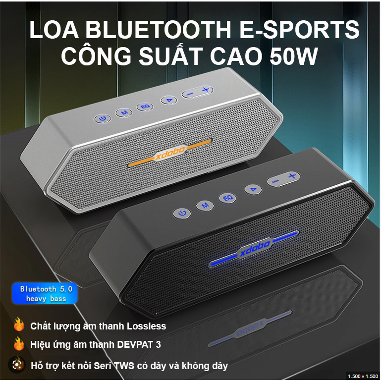 Loa Bluetooth 5.0 Xdobo Nirvana Công Suất 50W, Chống Nước IPX5, Âm Thanh Siêu Bass 3D Stereo Cho Gamer