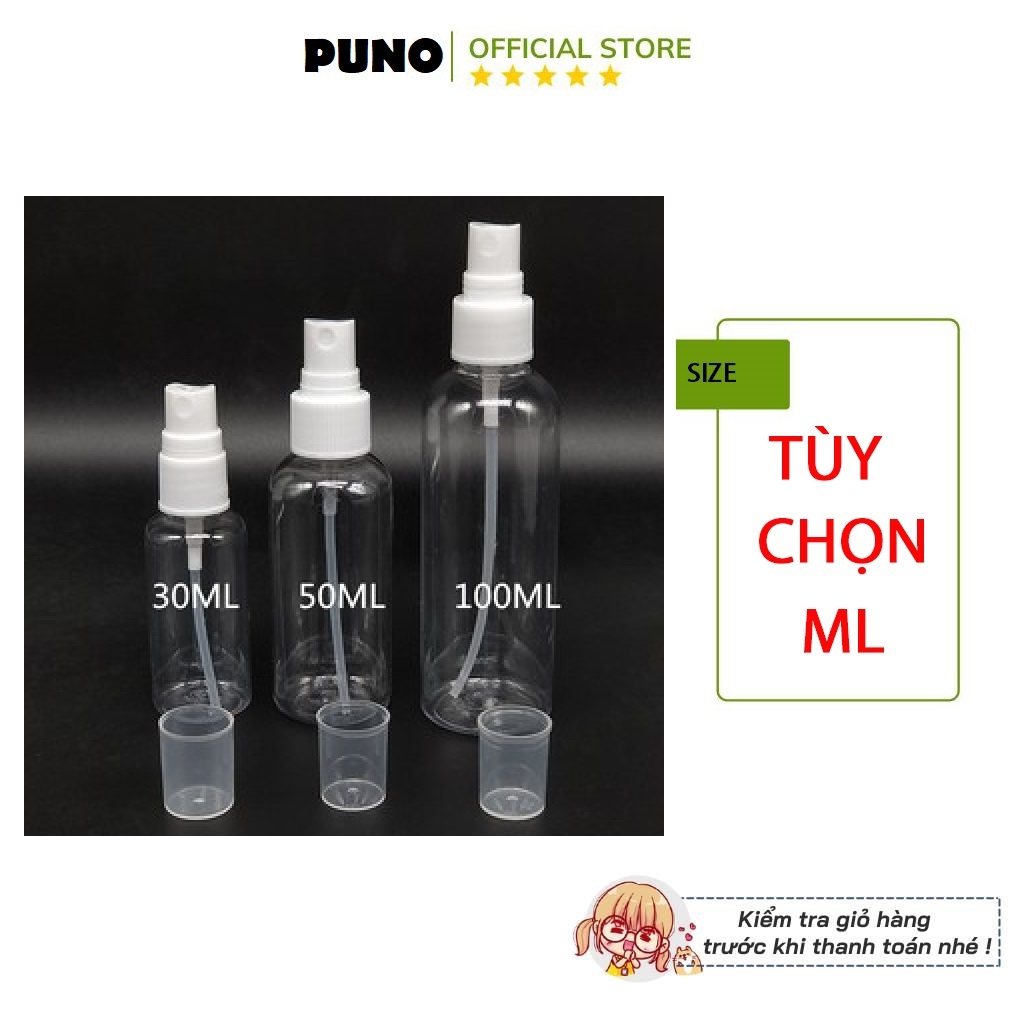 Chai nhựa nắp phun sương trắng chiết mỹ phẩm đủ loại