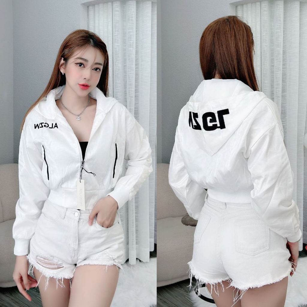 Áo Khoác Lửng Chống Nắng Nữ Có Nón To Tiện Lợi Khi Đi Nắng Phối Túi Sang Trọng Màu Sắc Lên Form Cá Tính Chuẩn