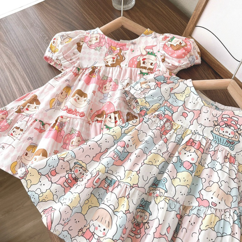 (8-26kg) Váy Tùng lệch họa tiết dễ thương - Bobibun