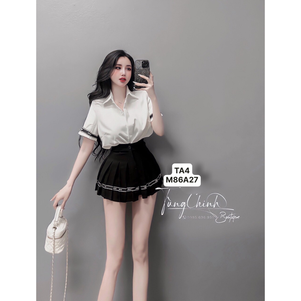 Set smi Chanel chân váy xếp ly xinh đỉnh , lên dáng siêu hack tuổi luôn ạ 🔥🤪 2sz S/M T4