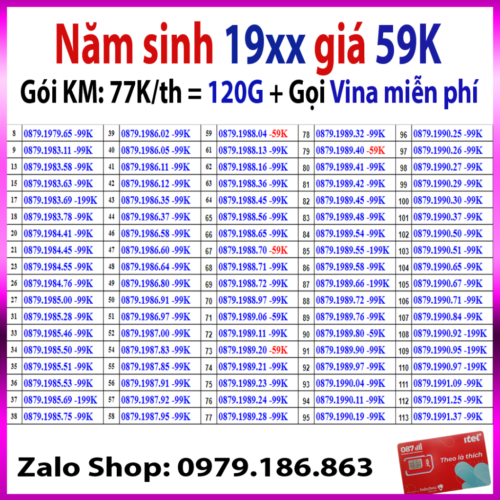 Sim 4G itel Mạng Vinaphone Gói May -Data 90Gb  - Gọi Miễn Phí +60 SMS - Sim 4G Giá Rẻ