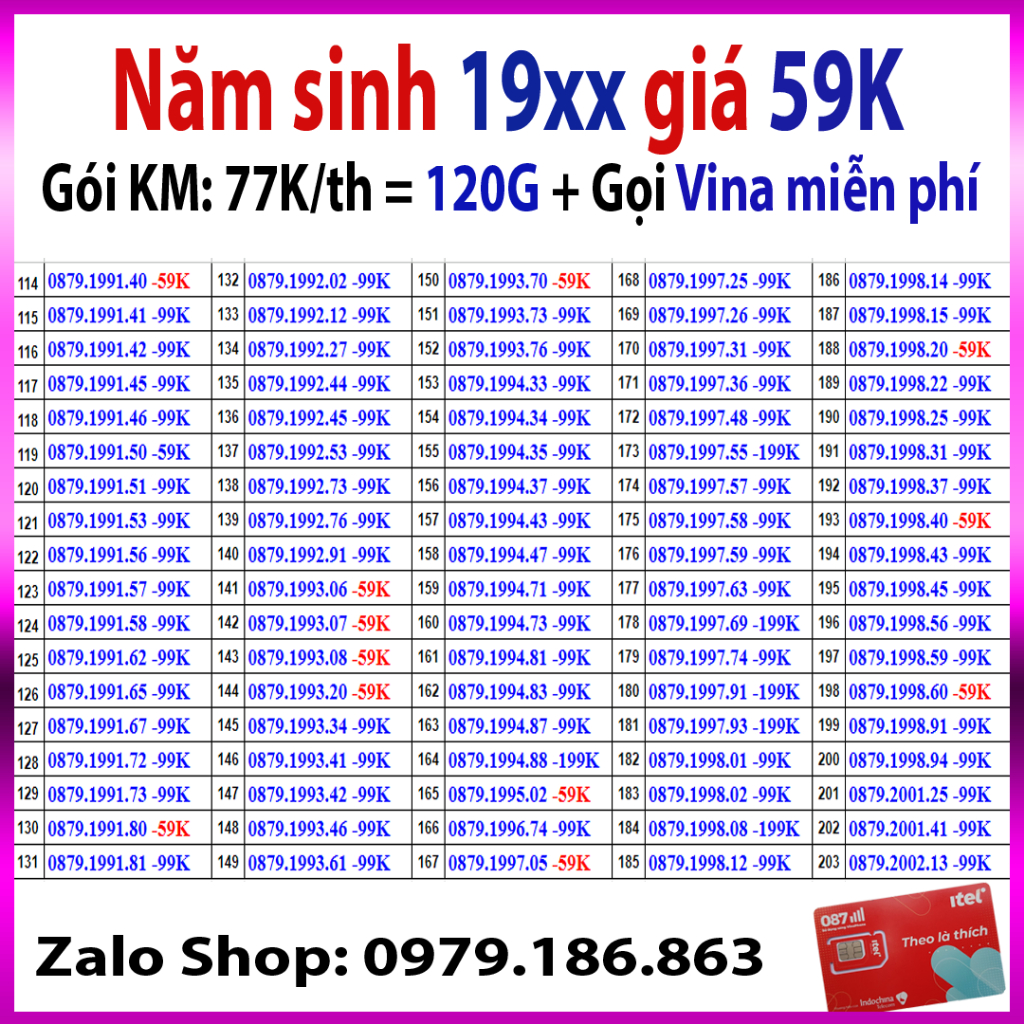 Sim 4G itel Mạng Vinaphone Gói May -Data 90Gb  - Gọi Miễn Phí +60 SMS - Sim 4G Giá Rẻ