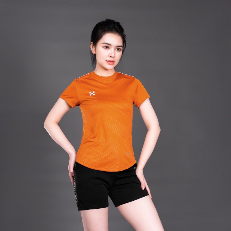 Áo Thể Thao NỮ HERMOD Bóng Chuyền, Cầu Lông, Tennis, Vải Co Dãn, Thoáng Mát, Thấm Hút CH02CAM