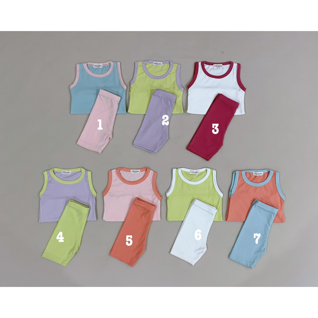 Sét bộ Xún lolakid áo thun quần legging 100% cotton sát nách phong cách Hàn Quốc cho bé