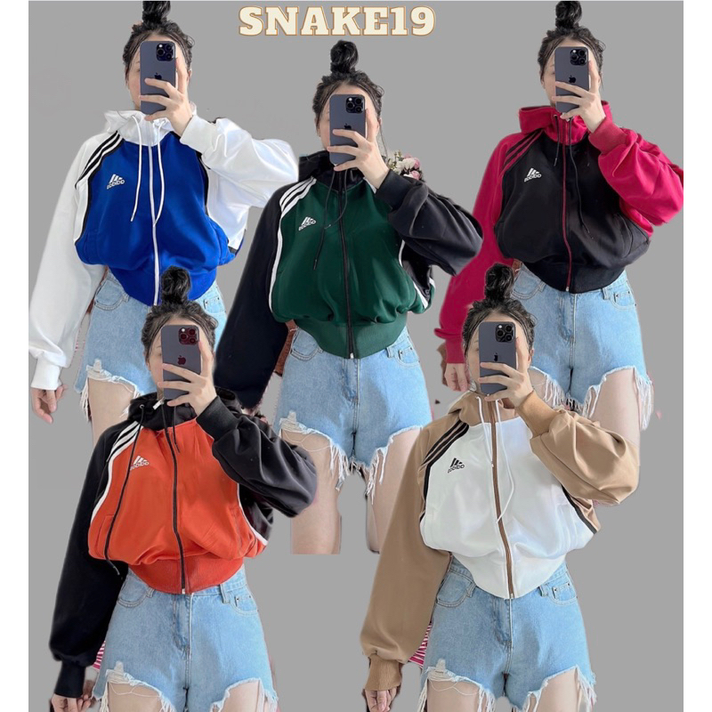 (CHÍNH CHỦ ) Áo khoác Thun Lạnh Umi Croptop Cao Cấp có mũ nữ sọc tay