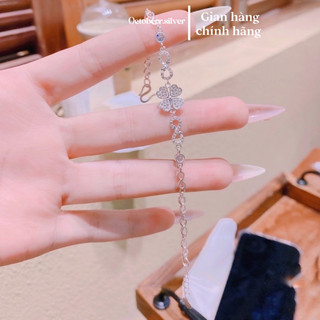 Lắc tay bạc nữ Octoberr jewelry - Lắc tay cỏ bốn lá bạc ta