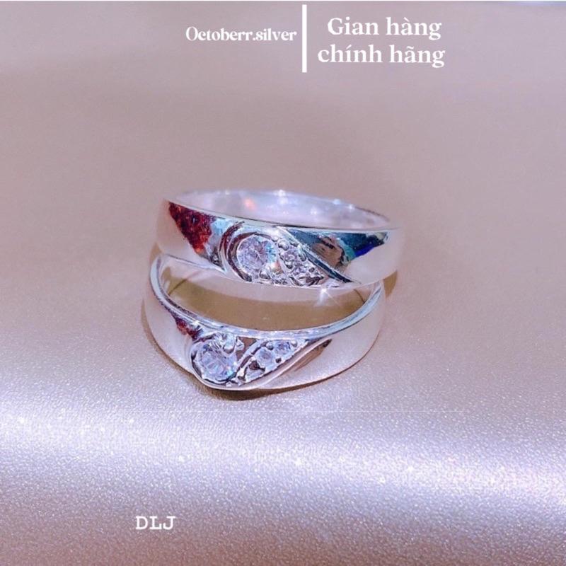 Nhẫn đôi tim ghép  bạc ta s999