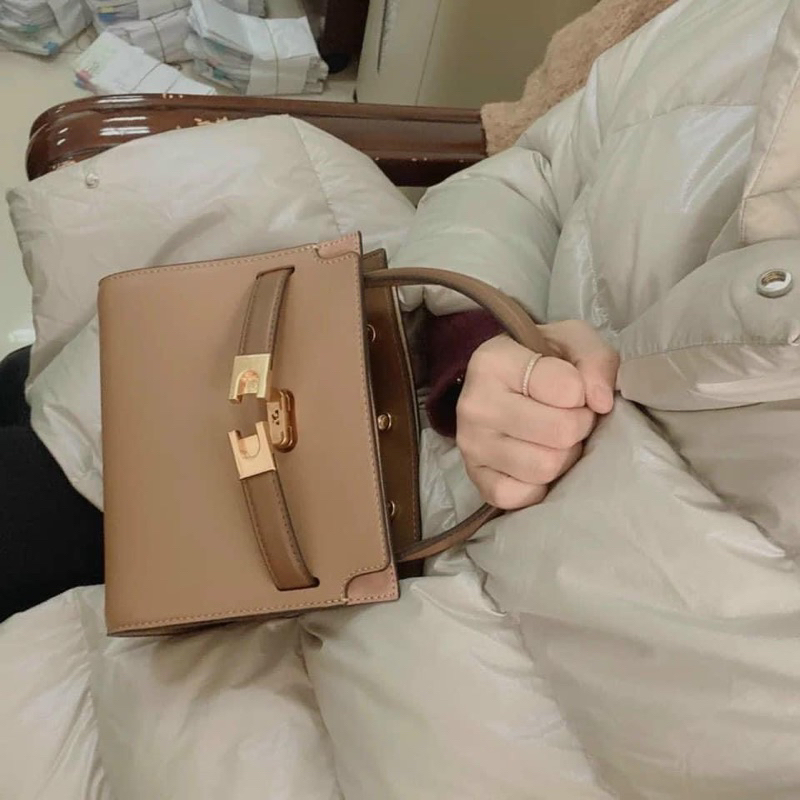 TNS-Túi tote da thật  Torie Double Radziwill tote bag--tone nâu tiramisu sang trọng