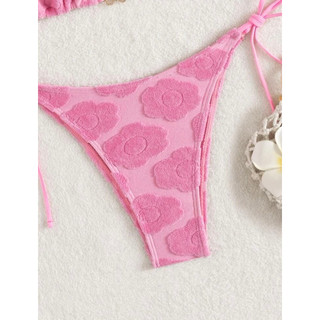 Set bikini hồng hoạ tiết hoa (sẵn S)