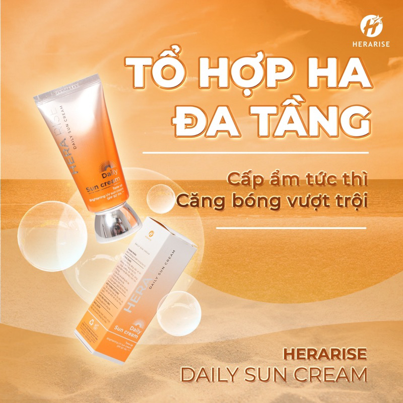 Kem Chống Nắng Herarise Daily Sun Cream nâng tone phổ rộng chống tia UV Dành Cho Da Dầu SPF 50+