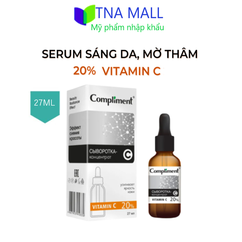 Serum 20% Vitamin C Compliment 27ml, giúp dưỡng trắng, mờ thâm, làm đều màu da, dưỡng da căng bóng, tươi trẻ