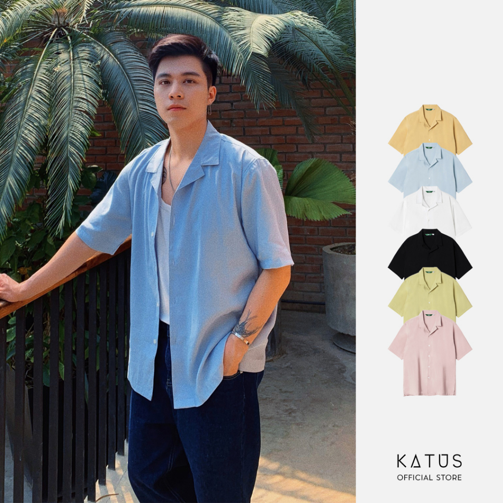Áo sơ mi nam ngắn tay cổ Danton HB màu trơn basic dễ phối đồ, trẻ trung | KATUS STORE 00412