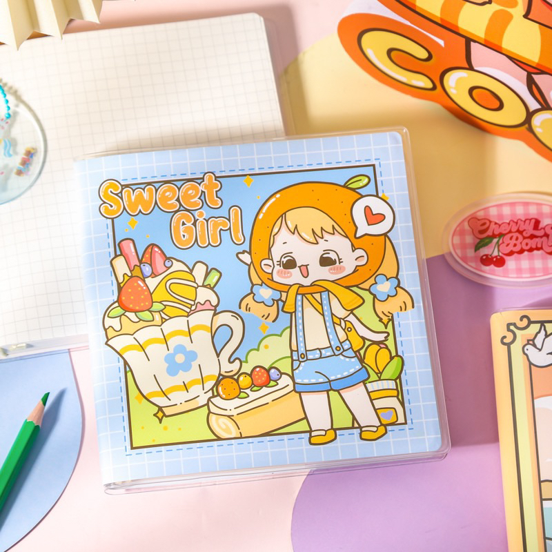 Sổ Tay Vuông Sổ Tay Kế Hoạch + Ruột Caro Bìa Cô Gái Bọc Plastic Mẫu 2023