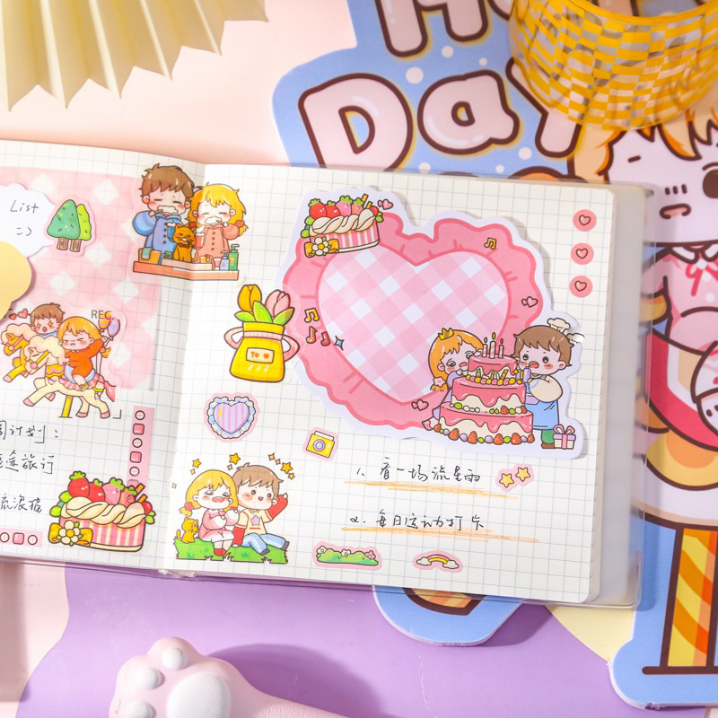 Sổ Tay Vuông Sổ Tay Kế Hoạch + Ruột Caro Bìa Cô Gái Bọc Plastic Mẫu 2023