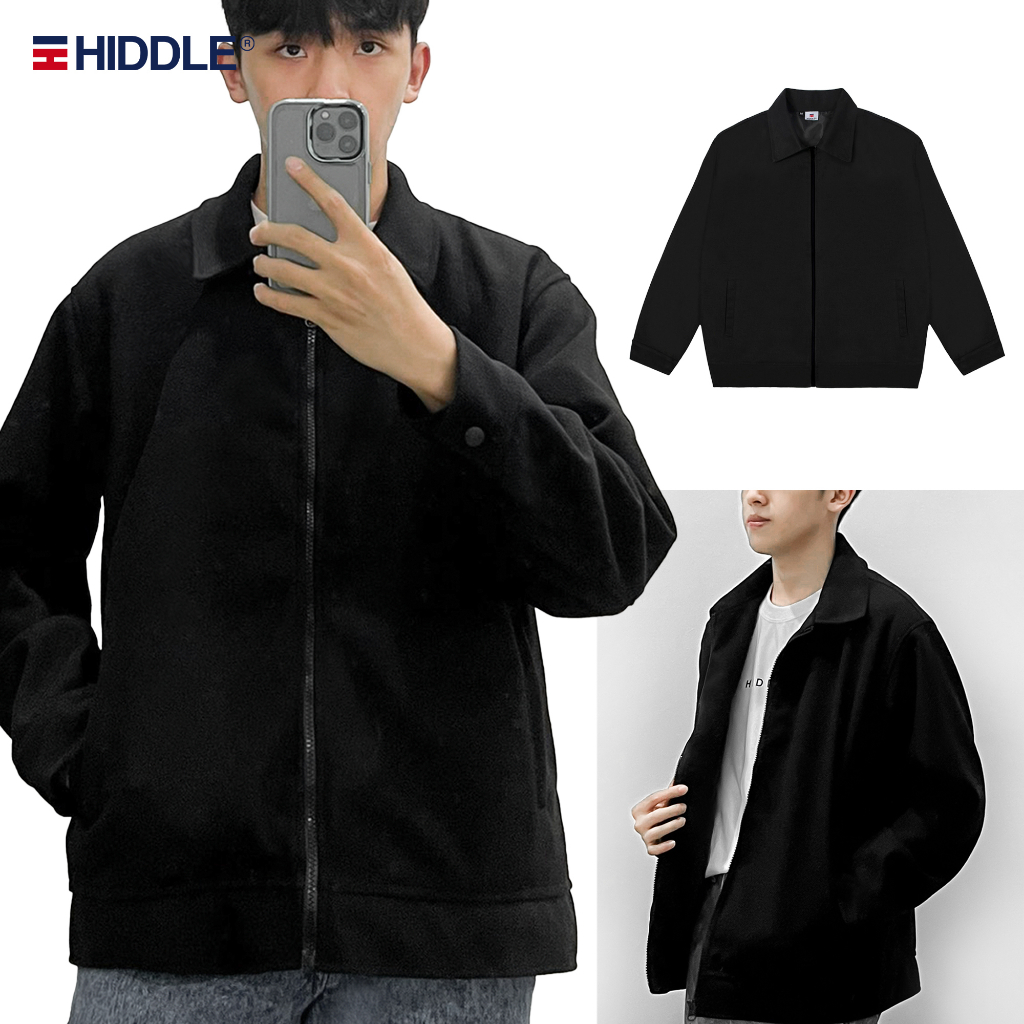 Áo khoác nam cao cấp vải dạ hàng hiệu chính hãng màu đen Hiddle | H8-AK5