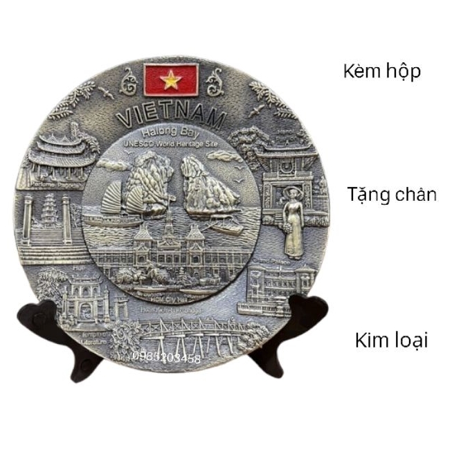 Đĩa trang trí bằng hợp kim lưu niệm Việt Nam - quà tặng Việt Nam