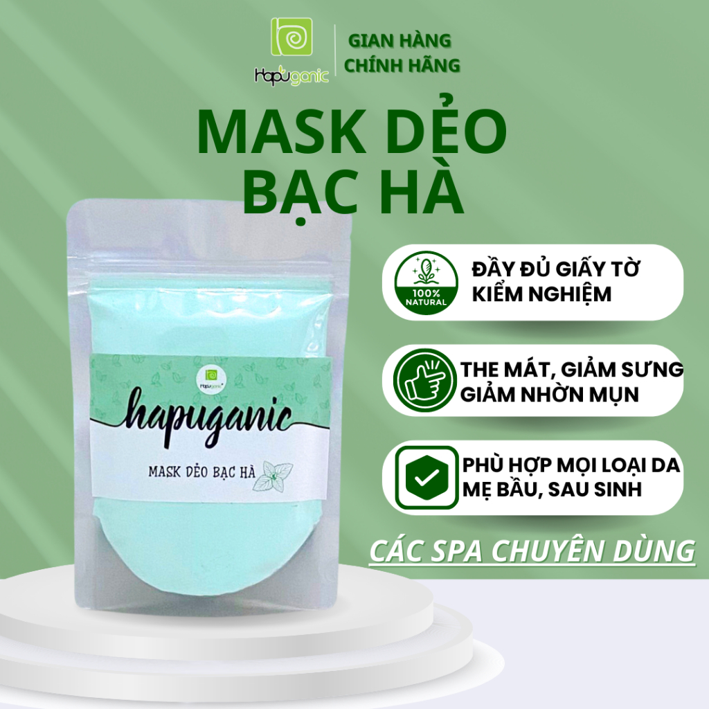 Mask Dẻo Bạc Hà Mặt Nạ Dẻo Hapu Organic chuyên dùng trong Spa uy tín giảm mụn sáng da