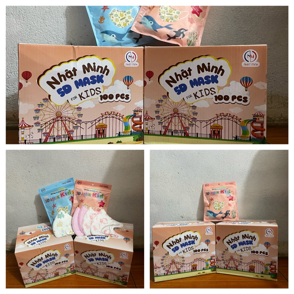 THÙNG 100 CÁI KHẨU TRANG TRẺ EM CAO CẤP ,3 LỚP KHÁNG KHUẨN DÀNH CHO BÉ 2 ĐẾN 10 TUỔI