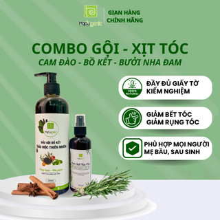 Combo Dầu Gội Bồ Kết - Tinh Chất mọc tóc HaPu Organic giảm rụng