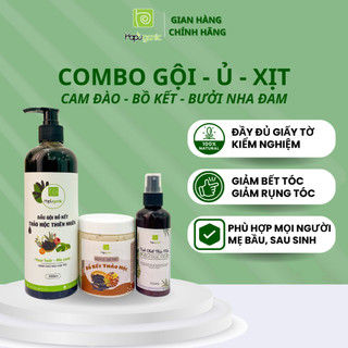 Combo Dầu Gội Bồ Kết - Ủ Xả Tóc - Tinh Chất mọc tóc HaPu Organic