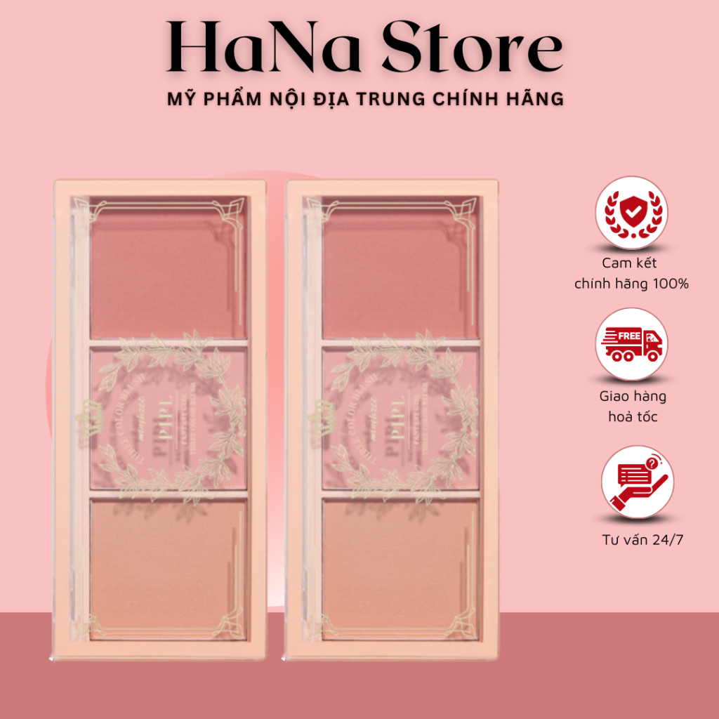 Bảng Phấn Má Hồng Ba Màu, Bảng Phấn Bắt Sáng Trang Điểm Tiện Dụng
