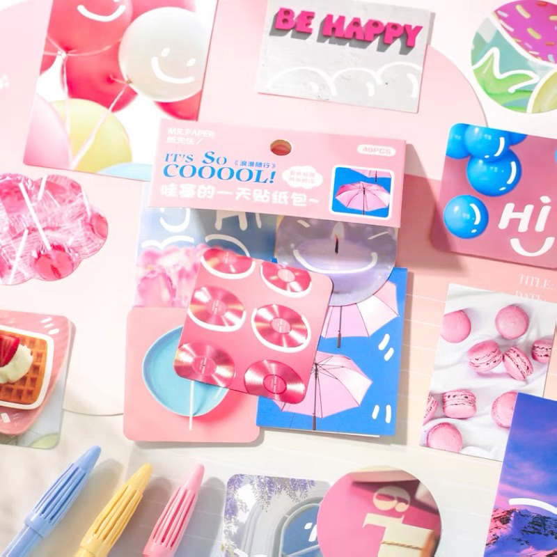 Set 40 Miếng Sticker Summer Nhiều Màu Sắc Mẫu 2023