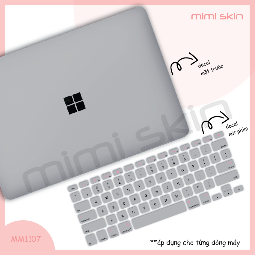 Skin laptop màu trơn, chỉ việc tháo dán dành cho asus, hp, dell, acer, lenovo hiệu MIMISKIN
