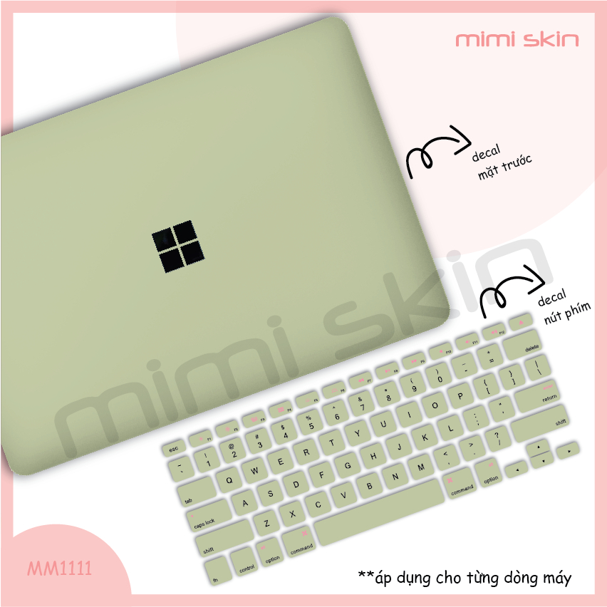Skin laptop màu trơn, chỉ việc tháo dán dành cho asus, hp, dell, acer, lenovo hiệu MIMISKIN