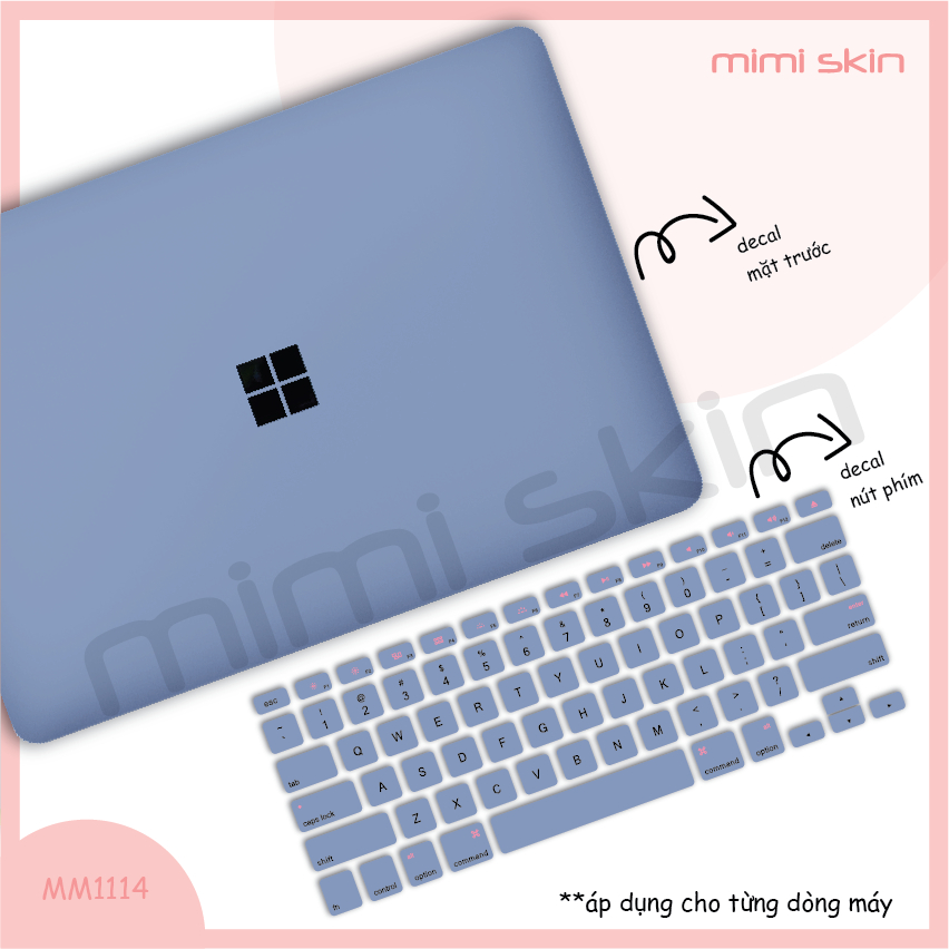 Skin laptop màu trơn, chỉ việc tháo dán dành cho asus, hp, dell, acer, lenovo hiệu MIMISKIN
