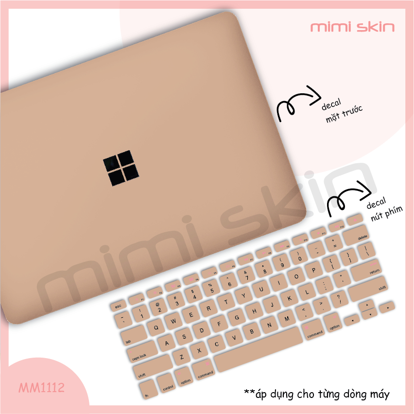 Skin laptop màu trơn, chỉ việc tháo dán dành cho asus, hp, dell, acer, lenovo hiệu MIMISKIN