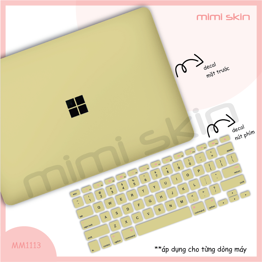 Skin laptop màu trơn, chỉ việc tháo dán dành cho asus, hp, dell, acer, lenovo hiệu MIMISKIN