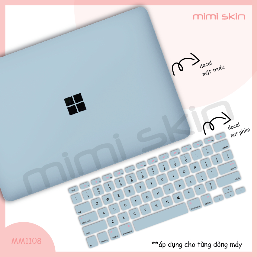 Skin laptop màu trơn, chỉ việc tháo dán dành cho asus, hp, dell, acer, lenovo hiệu MIMISKIN