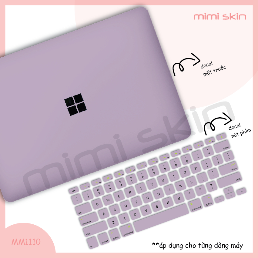 Skin laptop màu trơn, chỉ việc tháo dán dành cho asus, hp, dell, acer, lenovo hiệu MIMISKIN