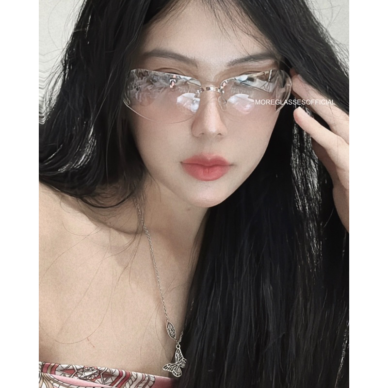 Kính mát có sẵn MOREGLASSES phong cách thời trang nam nữ Y2K Punk 2023 tròng kính chống UV 400 ảnh thật