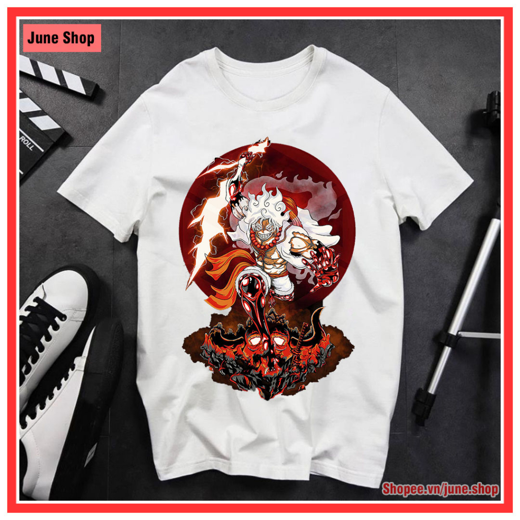 Áo One Piece, Áo Luffy Gear 5 mẫu mới cực ngầu, chất vải cotton co giãn 4 chiều thoáng mát