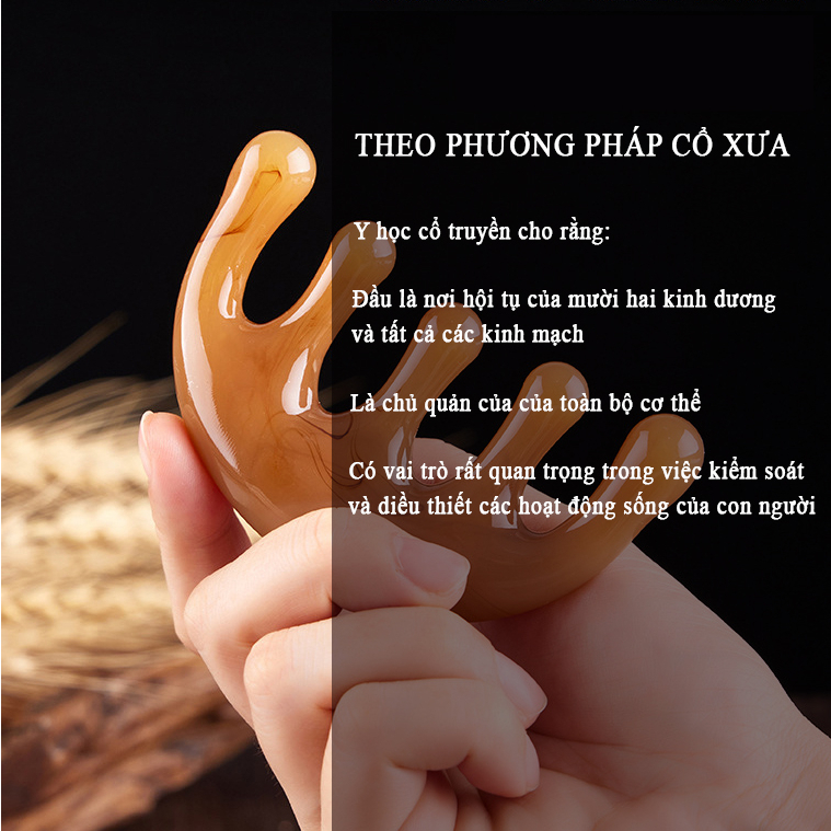 Lược gỗ đàn hương mát xa da đầu dành cho cả nam và nữ