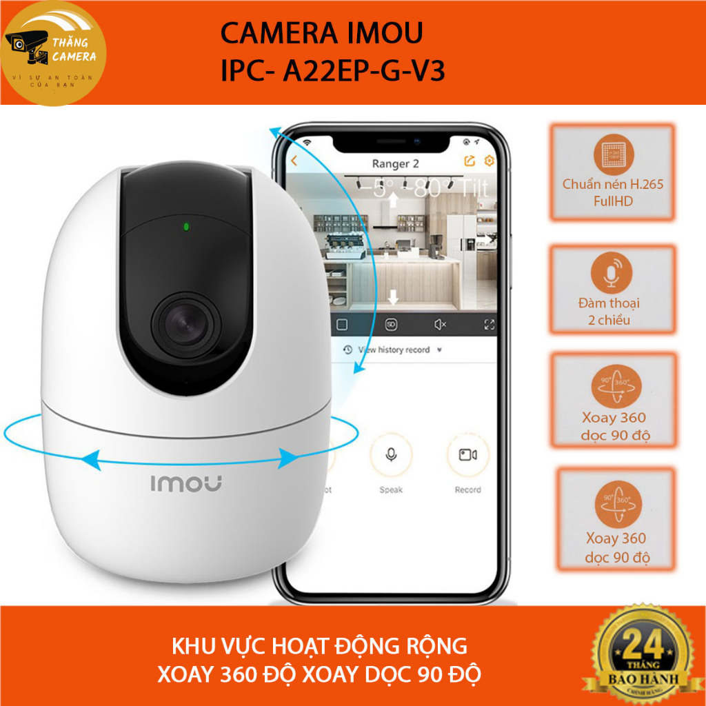 Cmaera Imou A22EP-G-V3 xoay 360 độ, đàm thoại 2 chiều