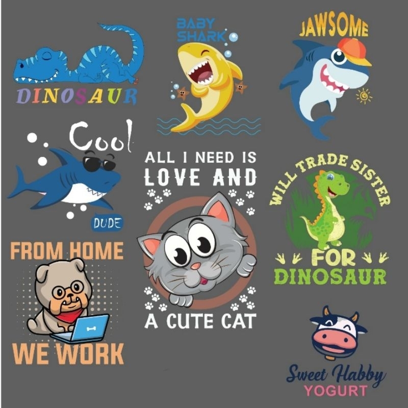 Hình ủi nhiệt, in áo hoạt hình cá mập
