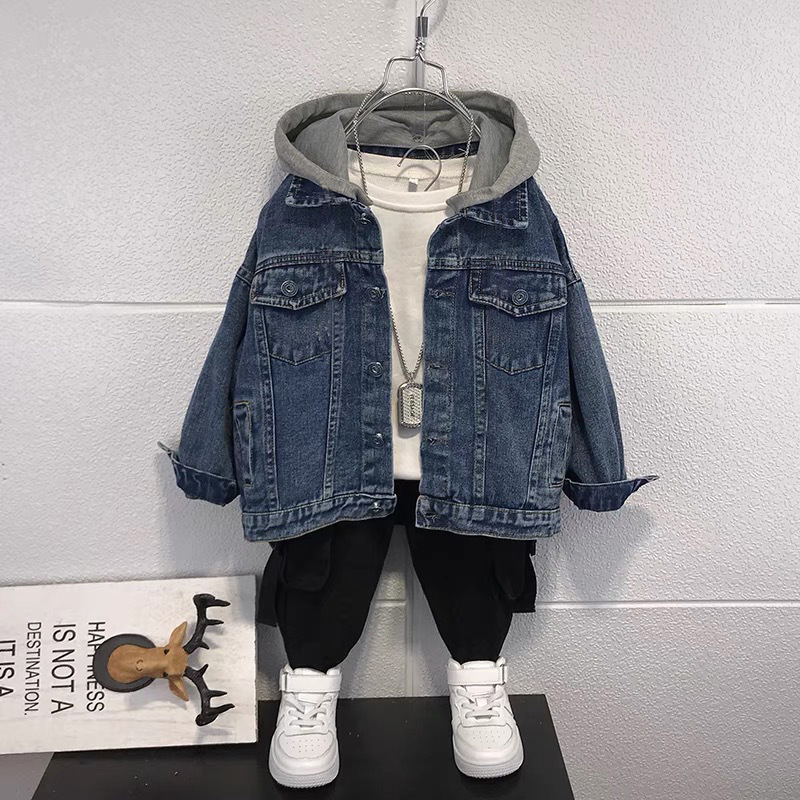 Áo khoác jeans có mũ cho bé,chất mềm