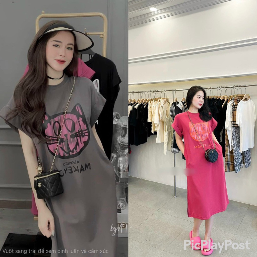 Váy xuông mặc nhà nữ mùa hè, đầm xuông bầu nữ xinh, váy phông ngủ form rộng dáng dài - memee.store