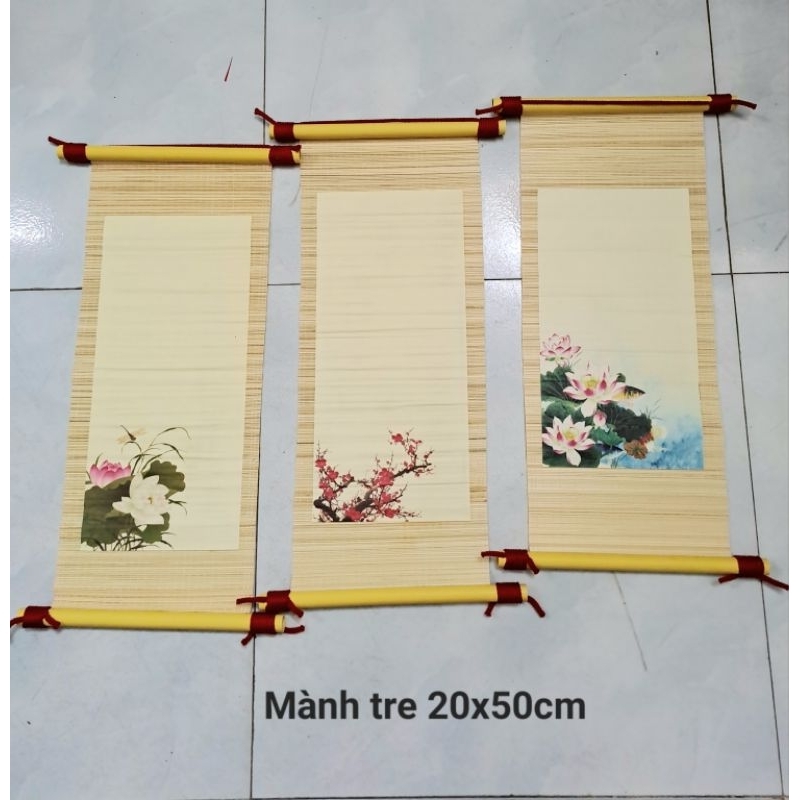 Mành tre thư  pháp 20x50cm in hình