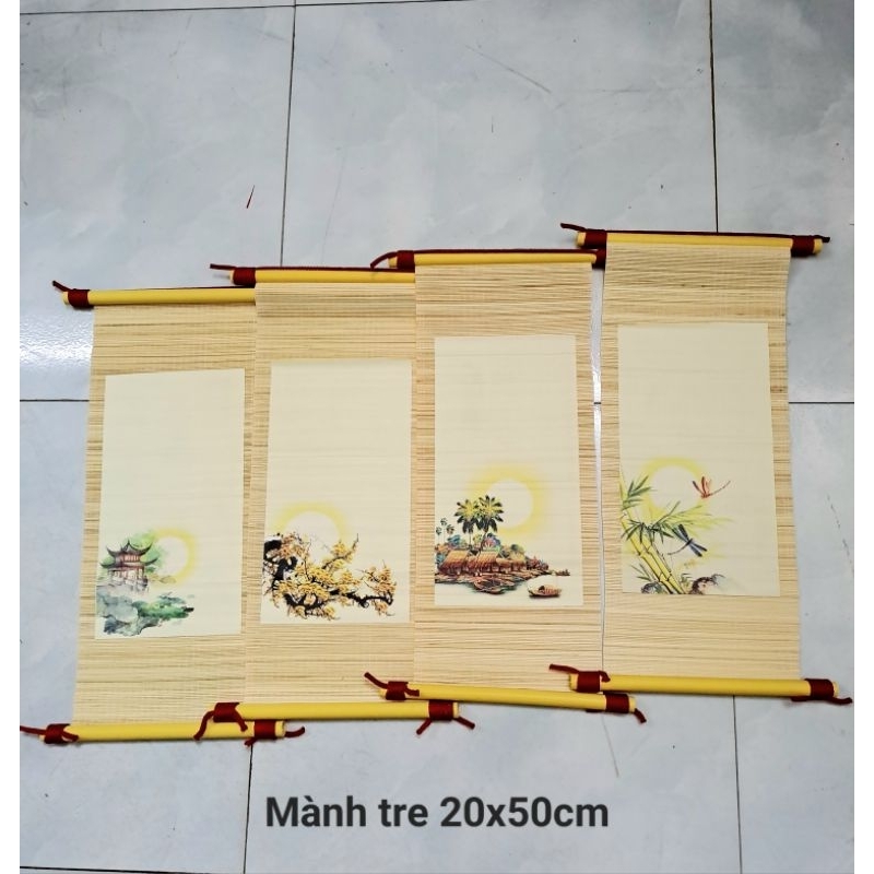 Mành tre thư  pháp 20x50cm in hình