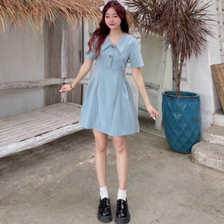 Đầm cổ peter xếp ly hông