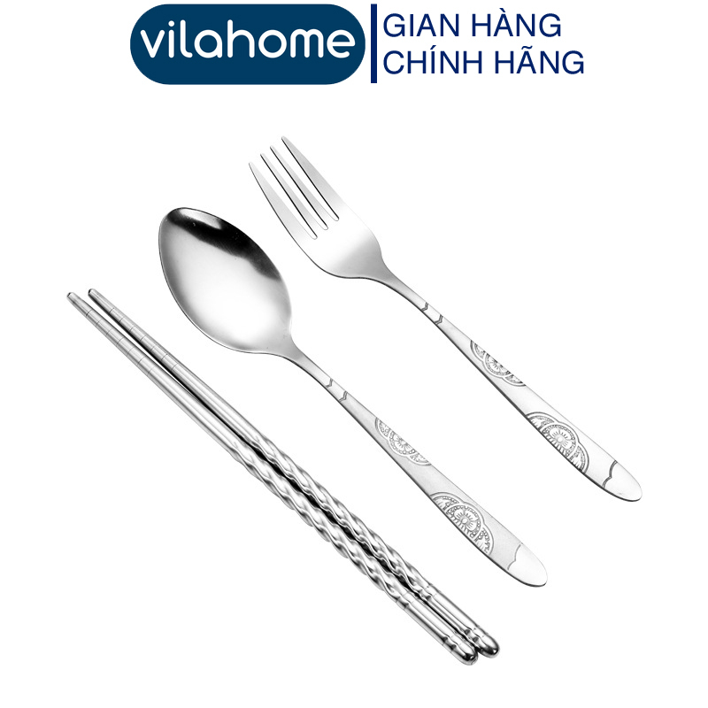 Đũa Thìa Dĩa Inox Cán Sứ VilaHome, Hộp Đựng Bò Sữa Siêu Dễ Thương Tiện Lợi Mang Theo Đi Học Đi Làm