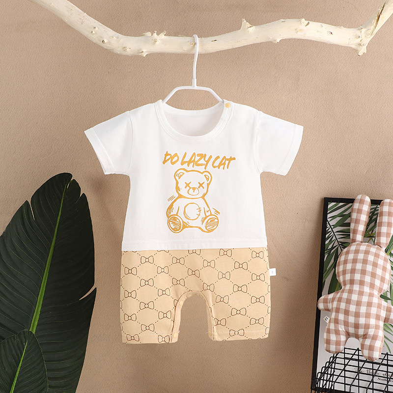 Body Đùi Cộc Tay Mặc Hè Hàng Quảng Châu Vải Cotton Cho Bé Trai Từ Sơ Sinh - 12 Tháng