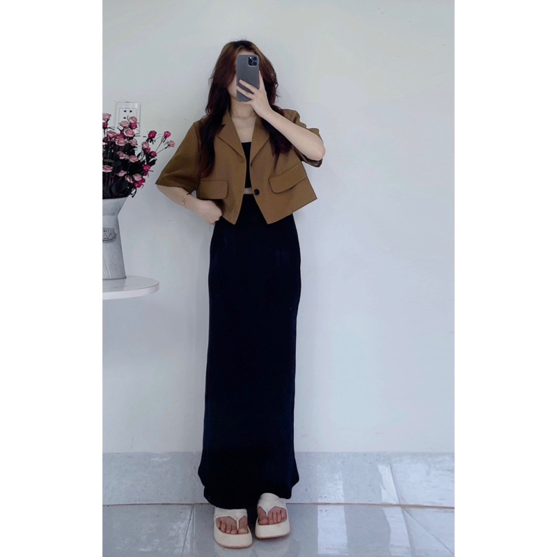 Chân váy thun trơn dáng dài