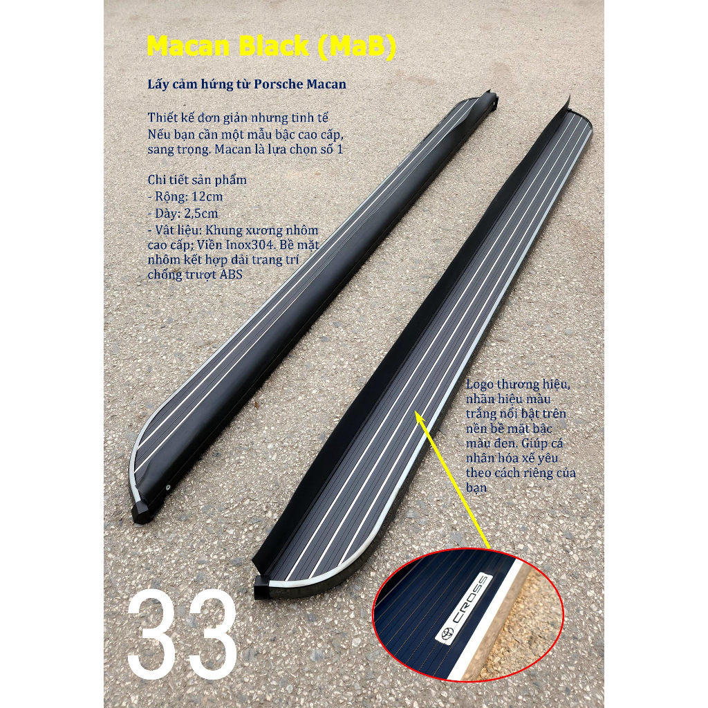 Bậc lên xuống, bệ bước chân ô tô Subaru Forester. Mẫu nhôm đúc cao cấp Macan Black (new)